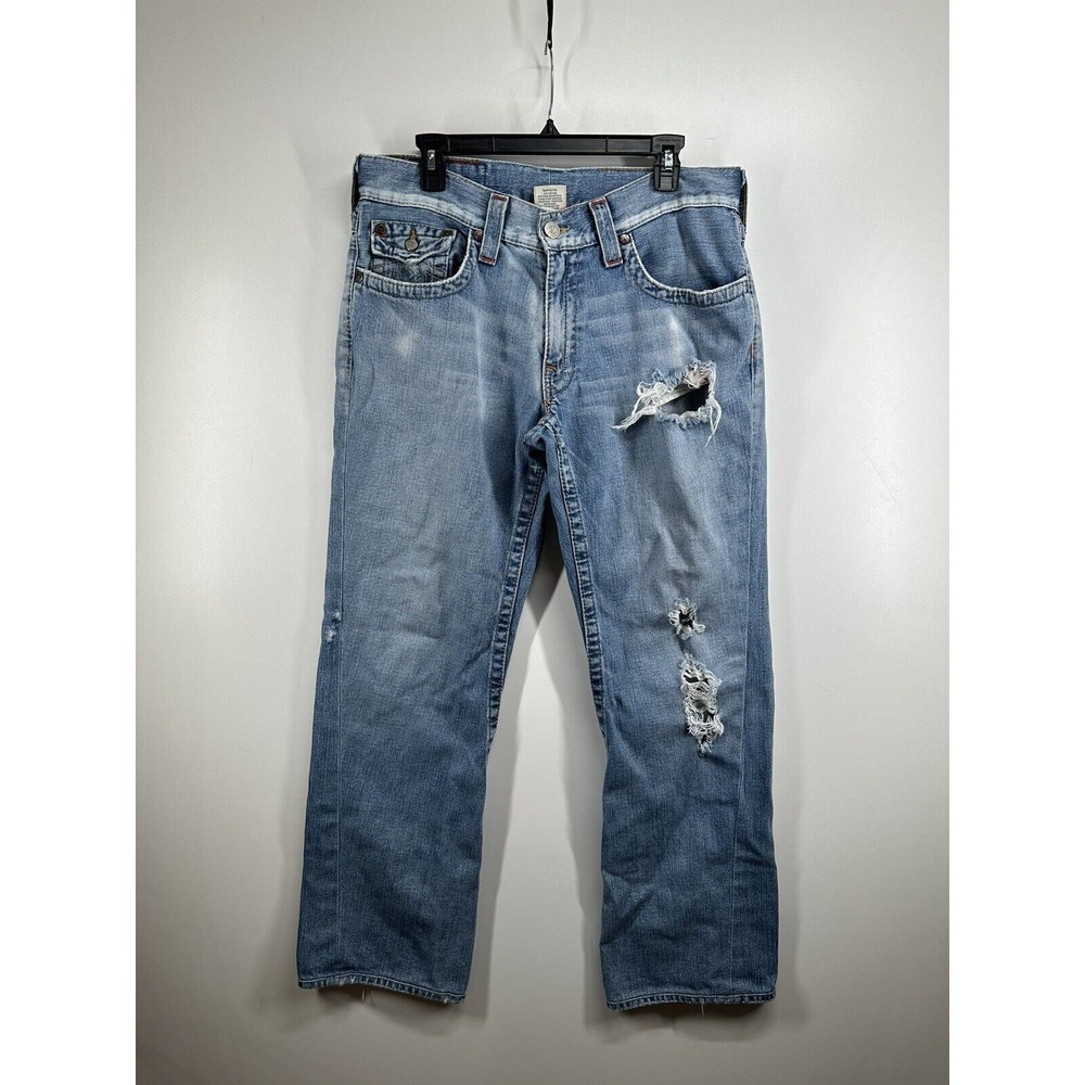 True Religion Joey Men's Jeans 36x33 Twisted Flare Made in USA Distressed Pants
